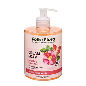 Жидкое крем-мыло FOLK & FLORA, Rosehip & Hawthorn, 500 мл