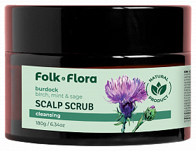FOLK&FLORA скраб для головы РЕПЕЙНЫЙ, очищающий, 180 г